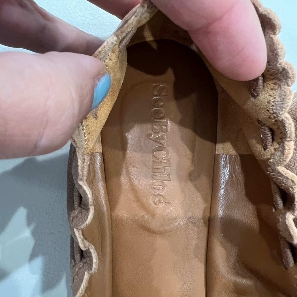 SEE BY CHLOE JANE SCALLOPED BALLET FLAT NUDE Size 40 - Picture 7 of 13